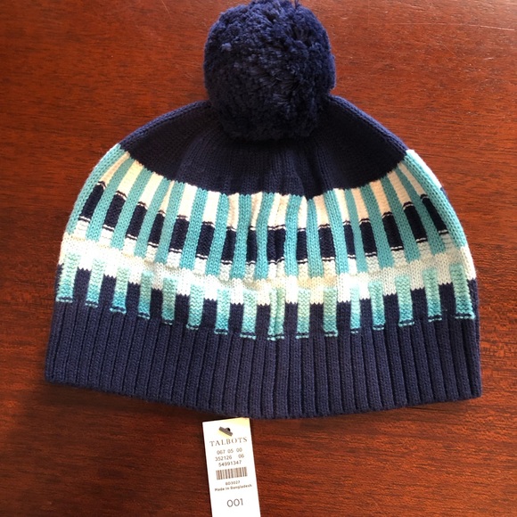 NWT TALBOTS SET OF 3 Blue Fair Isle Scarf, Gloves & Cap - Picture 5 of 9